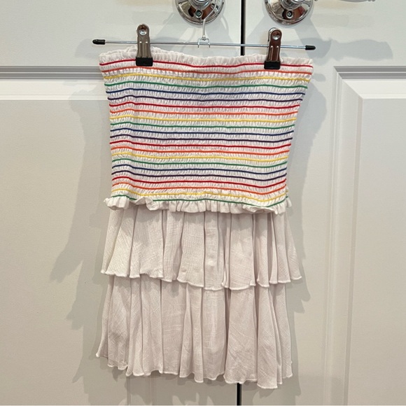 Show Me Your Mumu - Toni Tube Top + Ruffle Skort Set: Size S, White/Rainbow - Picture 4 of 7